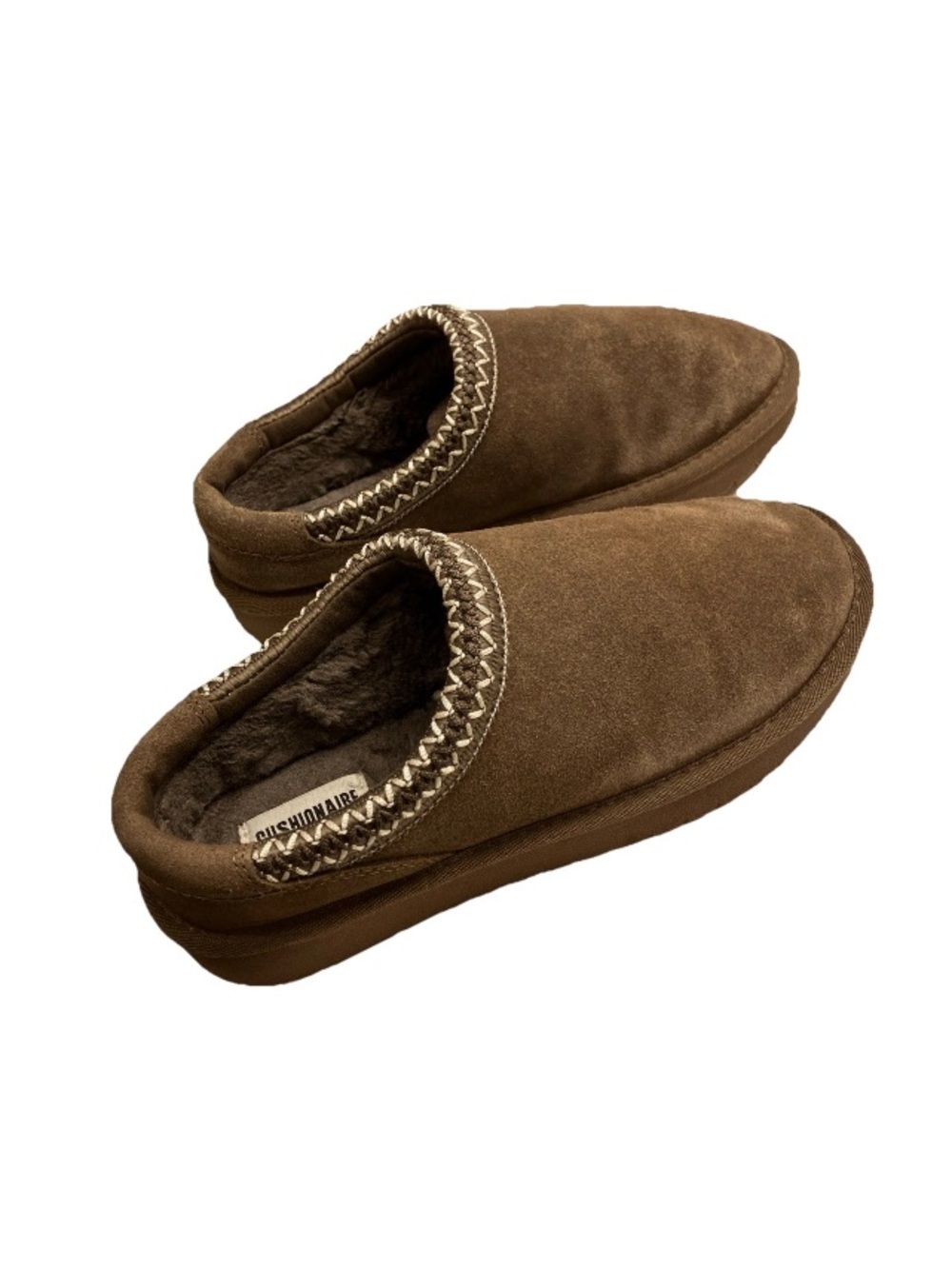 CUSHIONAIRE Women's Keto Slip-On Suede Mule Slipper Cozy Stylish Memory Brown 8. - Picture 7 of 15